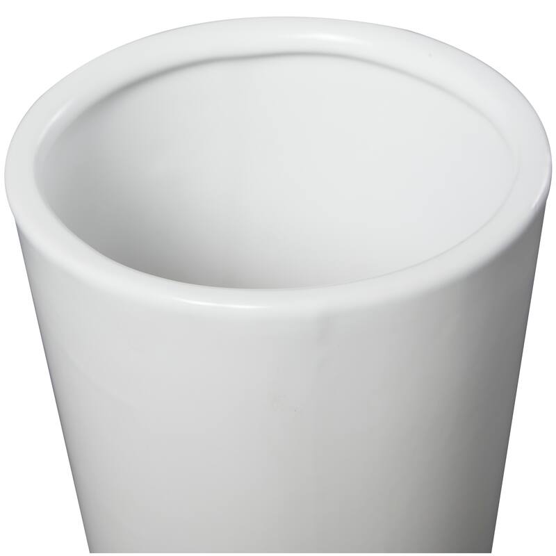 White Ceramic Fluted Round Abstract Decorative Vase (Set of 2) - 24", 20"H