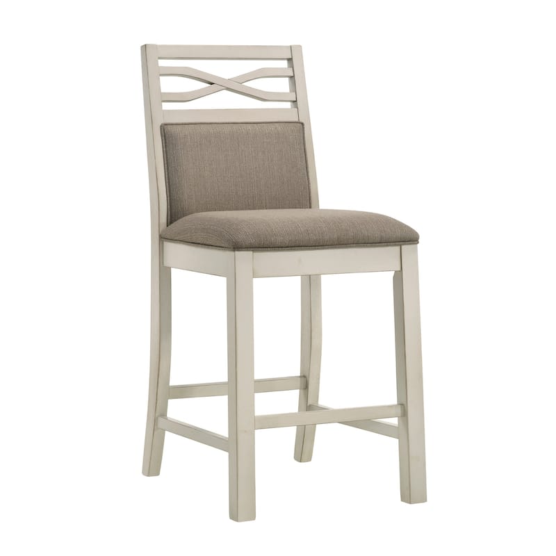 Marie 26 Inch Counter Height Chair, Khaki Fabric Seat, Back, Beige Wood