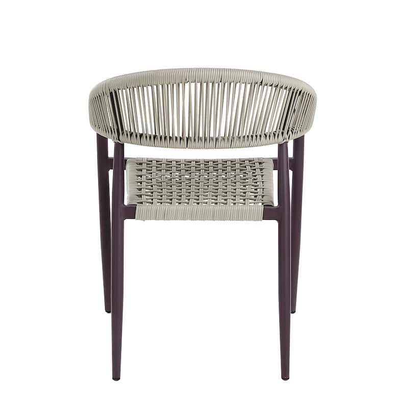 Holcomb Modern Wicker Rope Curved Patio Dining Arm Chair by Furniture of America