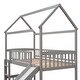 preview thumbnail 9 of 7, Twin Size Loft Bed with Slide, House-shaped Bed with Ladder, Pine Wooden Bed with Guardrails for Bedroom, Grey