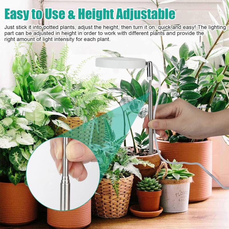 3.5in LED Retractable Full Spectrum Timed Plant Grow Light, 5W White