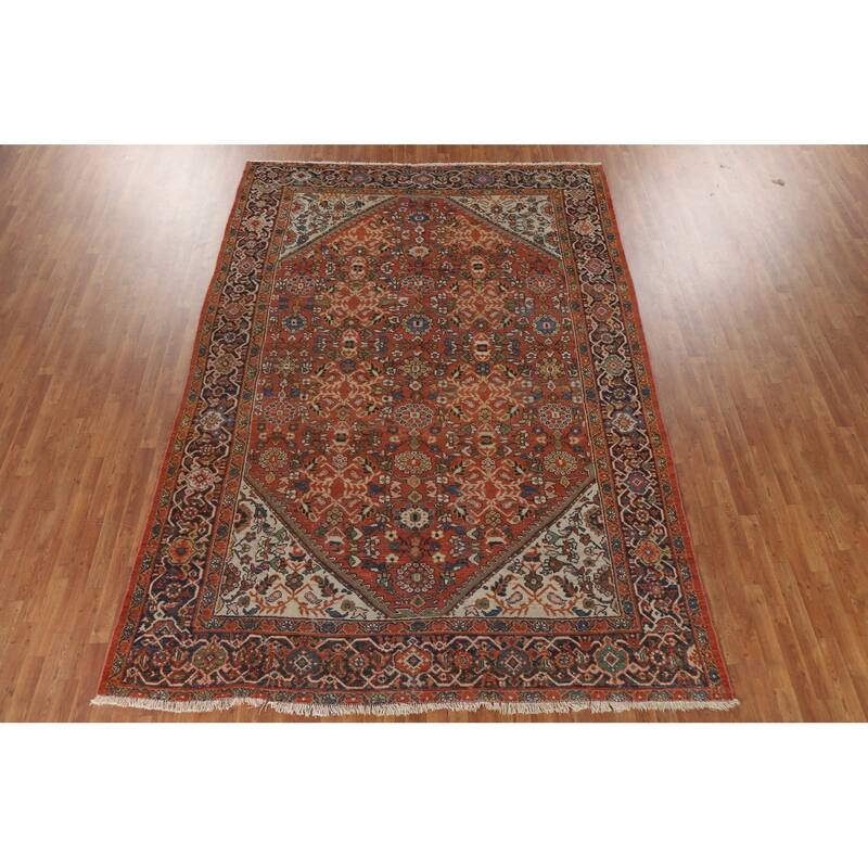 Pre-1900 Antique Mahal Persian Area Rug Hand-Knotted Wool Carpet - 8'4"x 12'0"