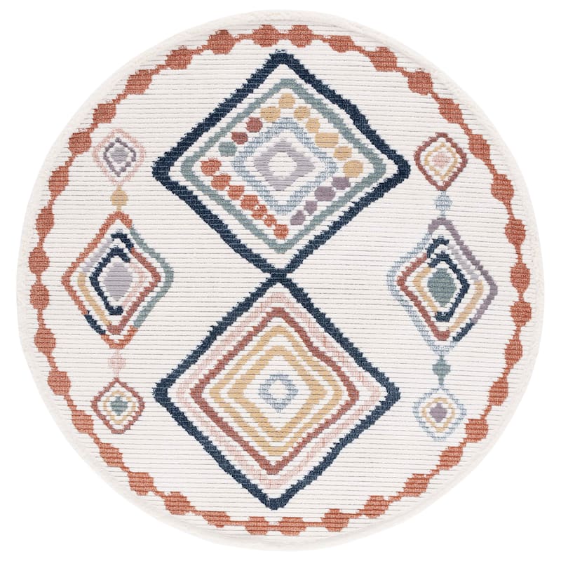 SAFAVIEH Handmade Marrakech Sako Traditional Rug - 6'7" Round - Ivory/Multi
