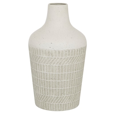 Metal Textured Vase - White - Roche River Decor - 8"W x 8"L x 13"H