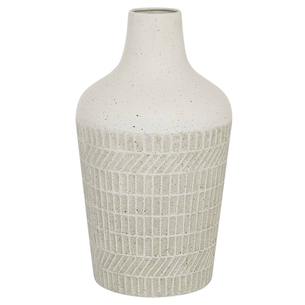 Metal Textured Vase - White - Roche River Decor - 8"W x 8"L x 13"H