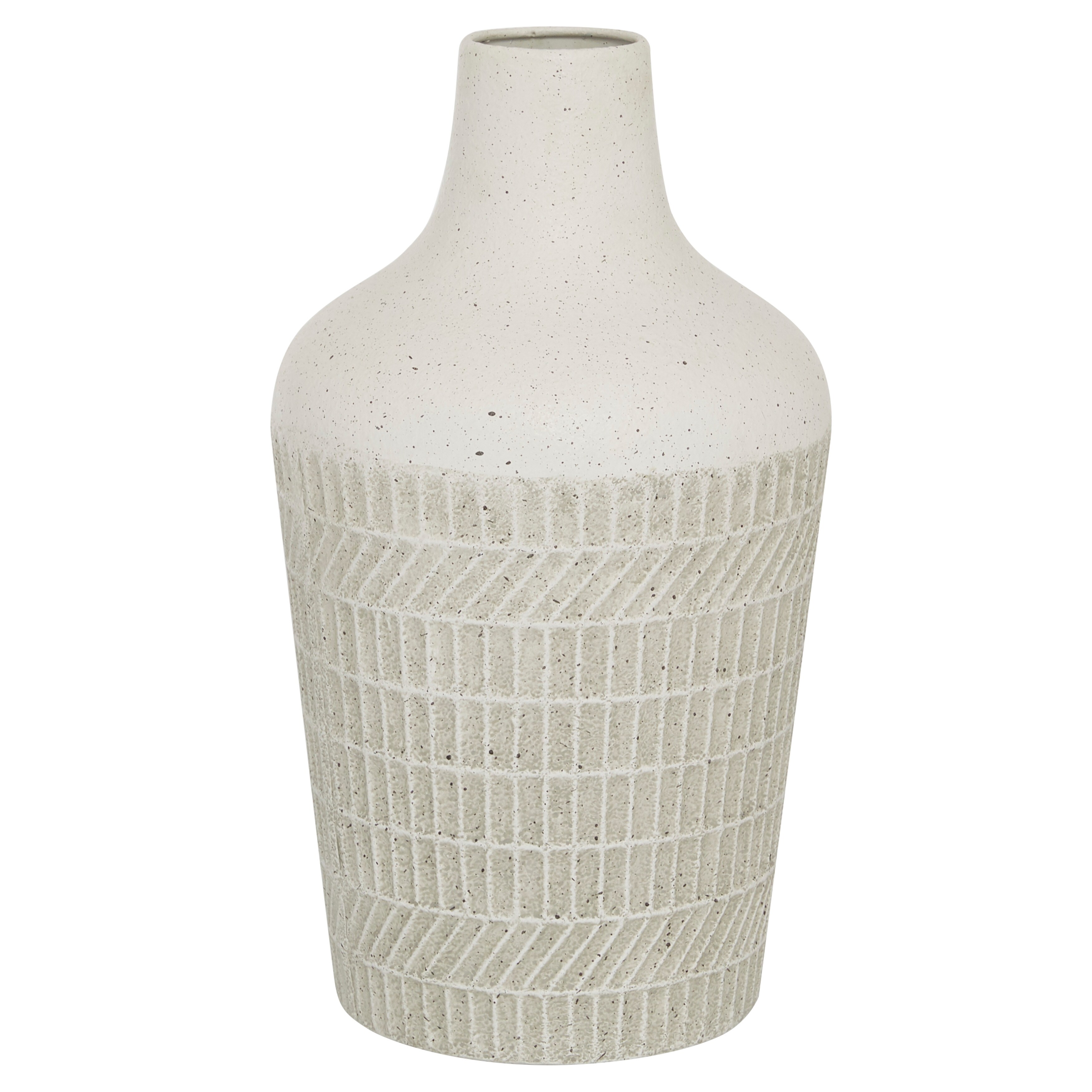 Metal Textured Vase - White - Roche River Decor - 8"W x 8"L x 13"H