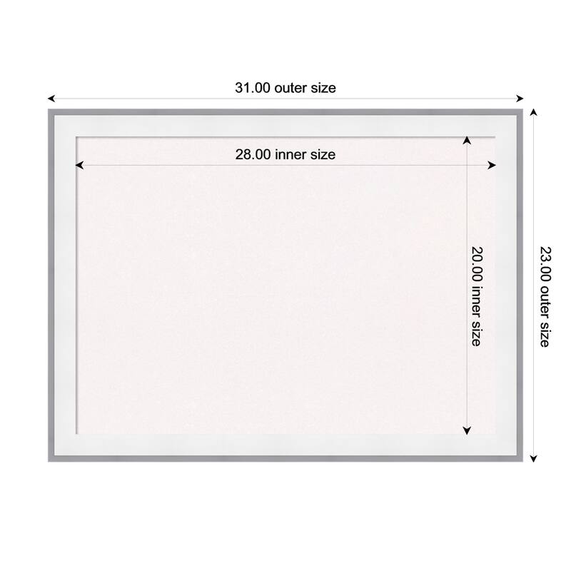 Maya White Silver Framed Cork Board - Bulletin Board, Organization Board, Pin Board - White - 31 x 23 in