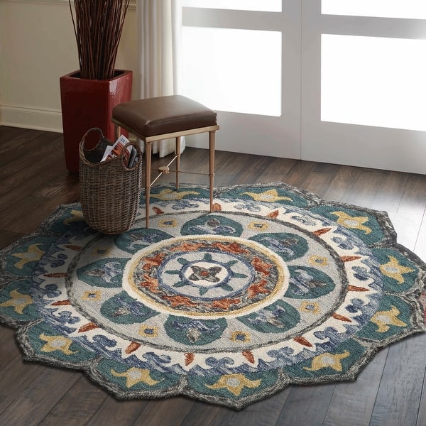 Lr Home Sinuous Eclectic Floral Mandala Area Rug Overstock 30143479 6 Round