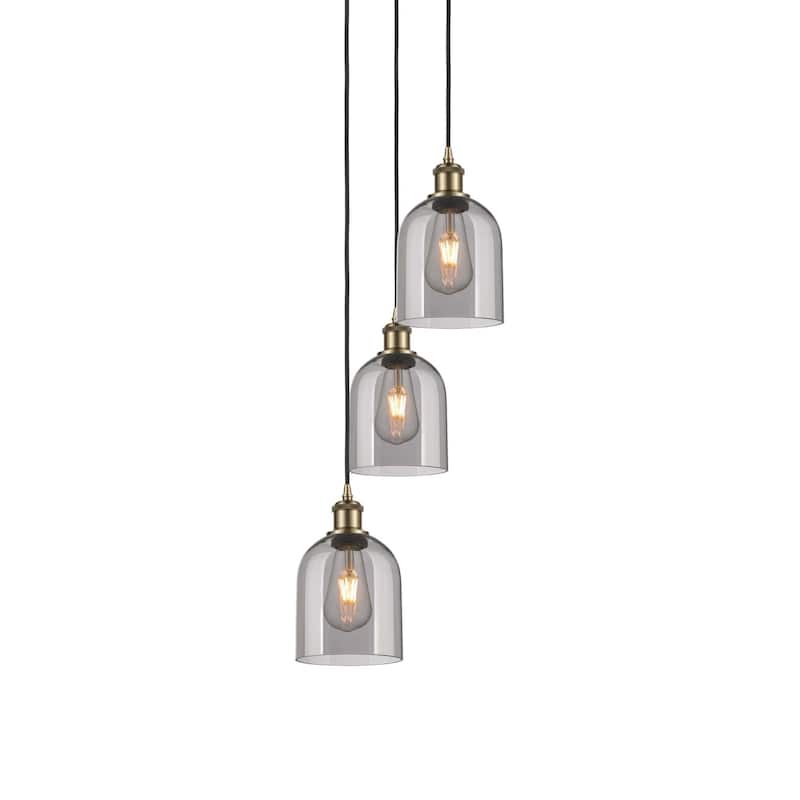 Innovations Lighting 113B-3P-30-12 Bella Pendant Bella 3 Light 12" - Antique Brass / Light Smoke