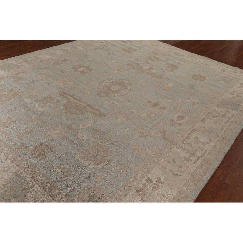 Grey Vegetable Dye Oushak Turkish Area Rug Hand-Knotted Wool Carpet - 8'10"x 11'8"
