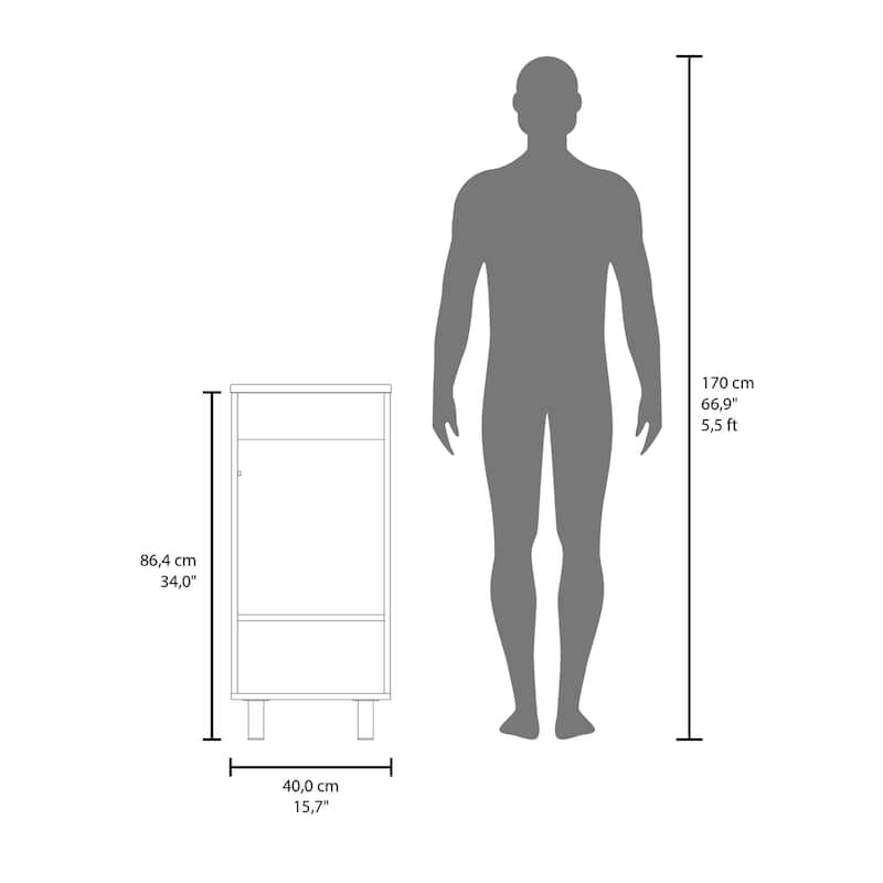 Wide One-Door Cabinet, Free Standing Vanity With Resin Sink And Two Shelves, Bathroom Storage,White