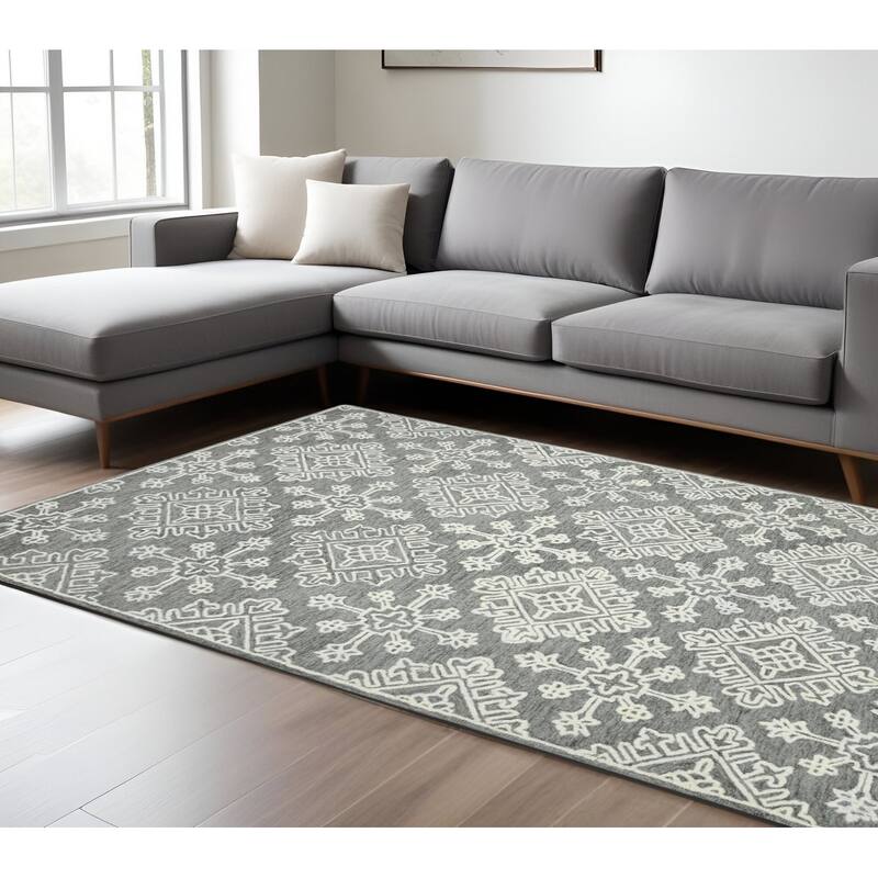 HomeRoots Oriental Transitional Rectangle Area Rug - 114.00 in. x 90.00 in.  x 0.40 in.
