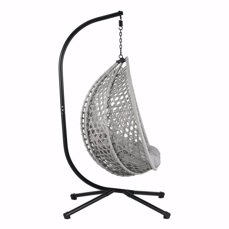 Sturdy Hammock Chair with Stand - Durable Hanging Egg Chair with Rattan Weaving
