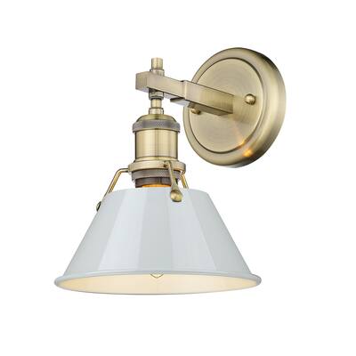 Orwell 1-Light Bath Vanity in Aged Brass with Dusky Blue - Gold