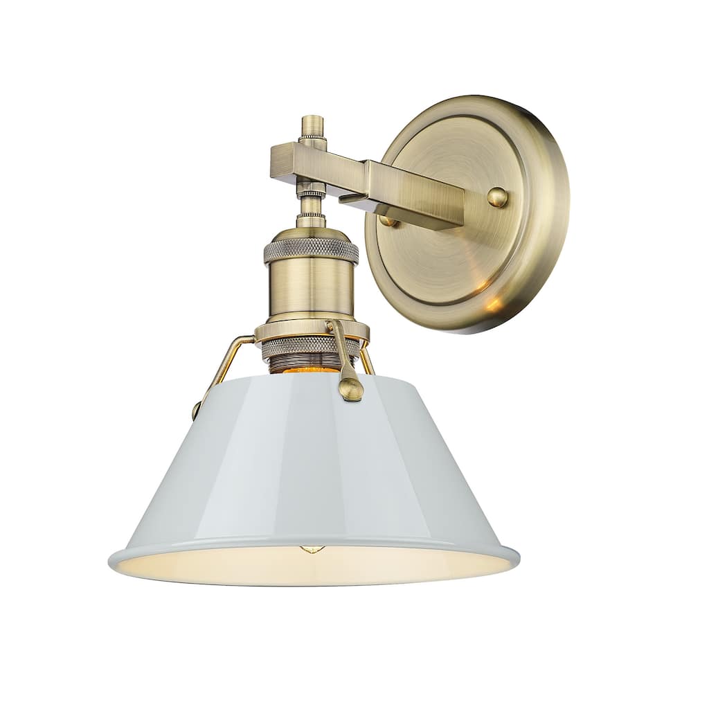 Orwell 1-Light Bath Vanity in Aged Brass with Dusky Blue - Gold