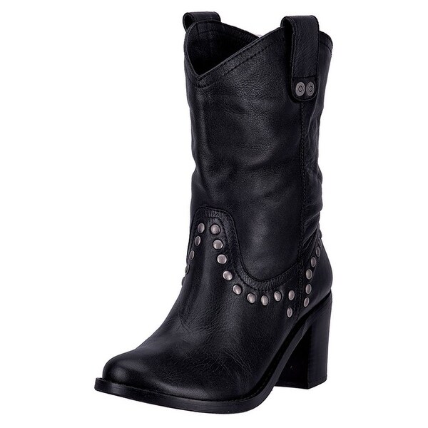 womens black round toe cowboy boots