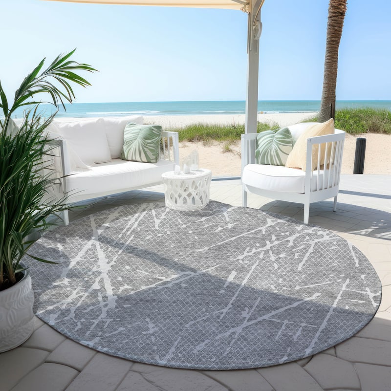 Machine Washable Indoor/ Outdoor Chantille Contemporary Crackle Rug