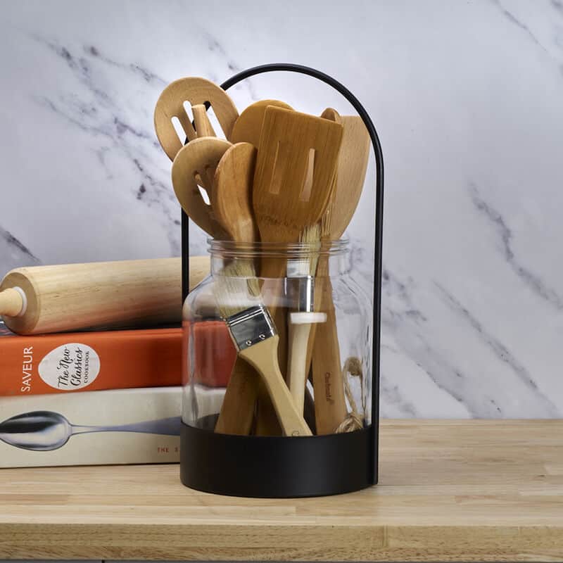 Elements Glass Vase in a Metal Holder, 17 Inch