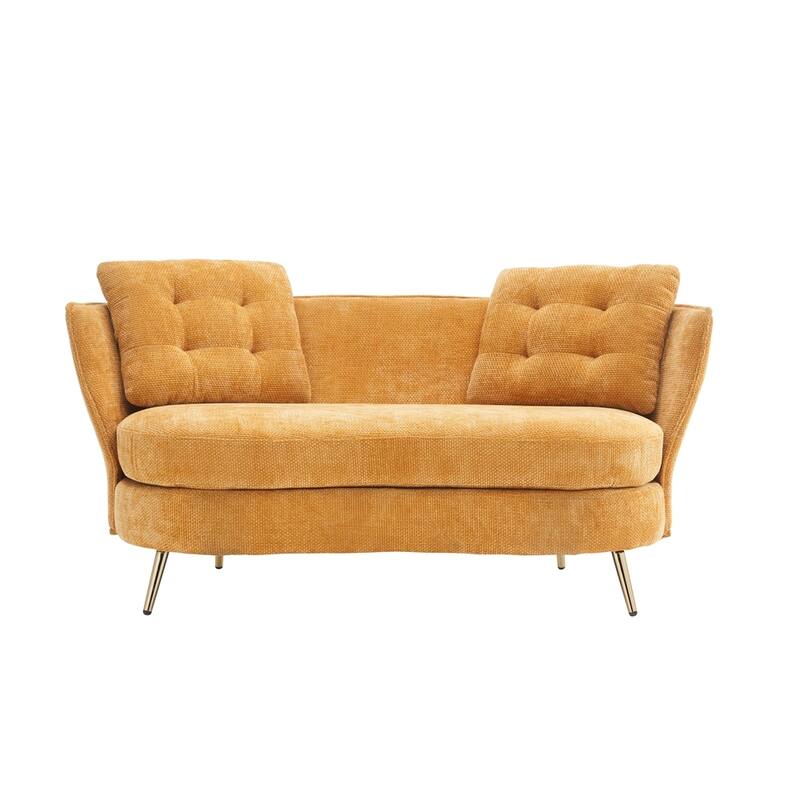 Polyester fiber Sofa Upholstered Couch with Golden Metal Legs
