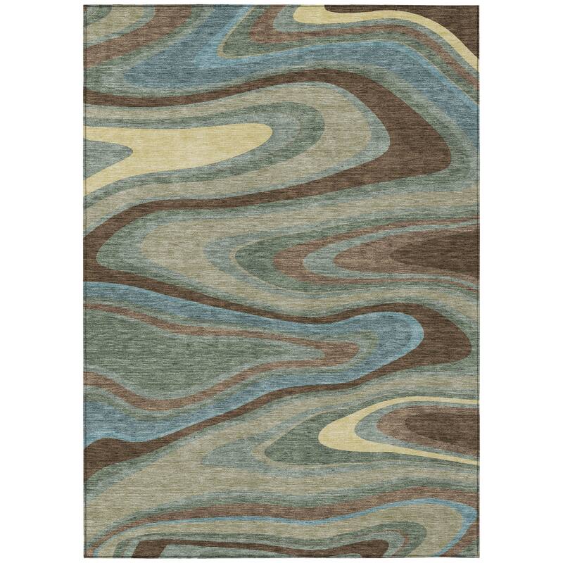 Machine Washable Indoor/ Outdoor Abstract Busey Chantille Rug