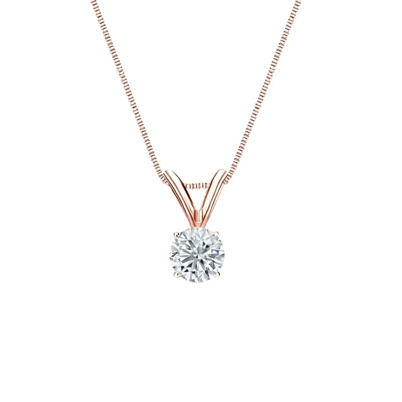 Auriya 14-karat Gold 0.30ctw Round Solitaire Lab Grown Diamond Necklace 4-Prong Basket (D-E VVS) - 0.3