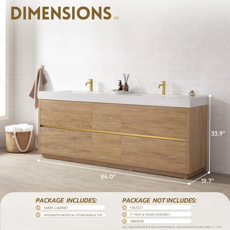 Huesca Double Bath Vanity with Composite Sink Top without Mirror