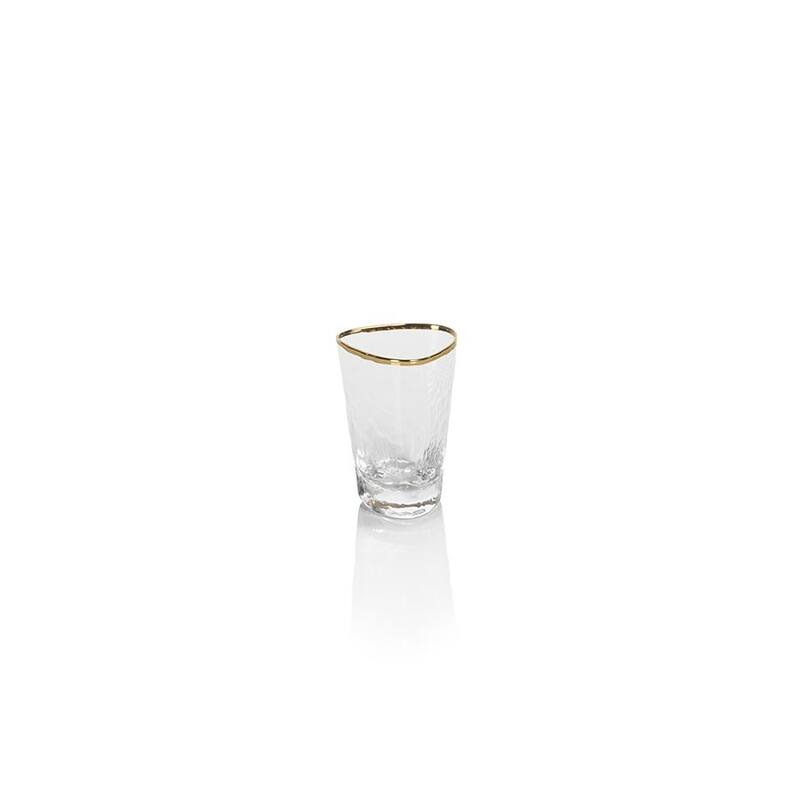Kampari Triangular Shot Glasses with Gold Rim, Set of 6