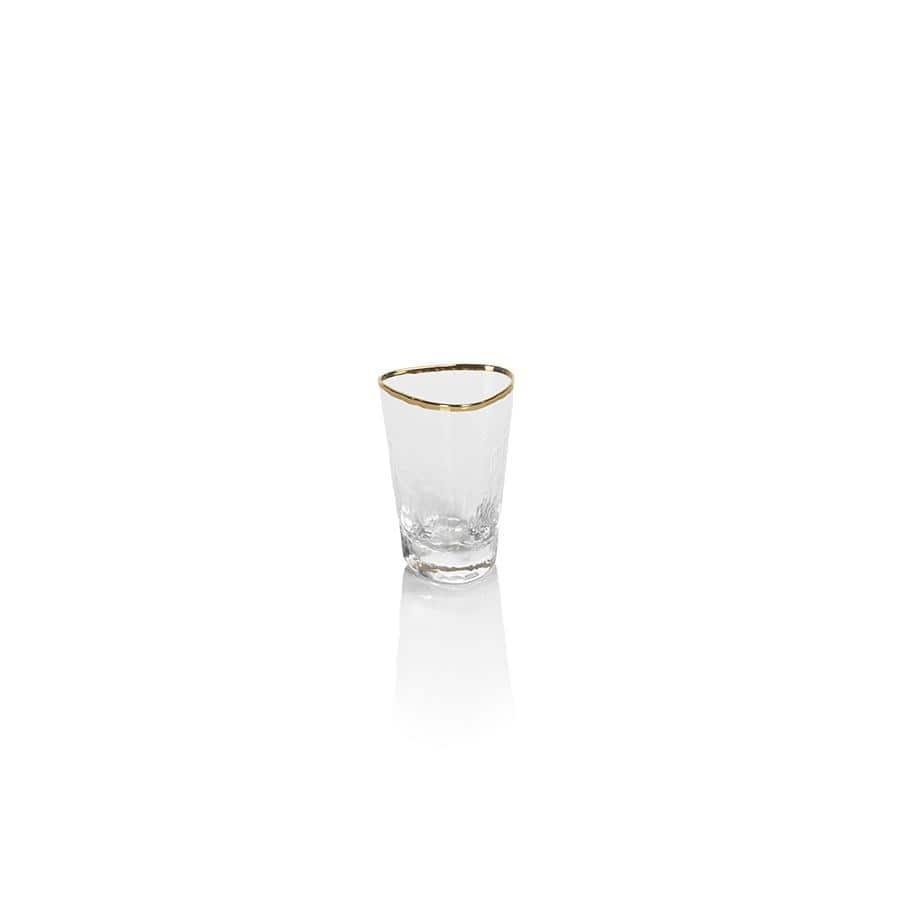 Kampari Triangular Shot Glasses with Gold Rim, Set of 6