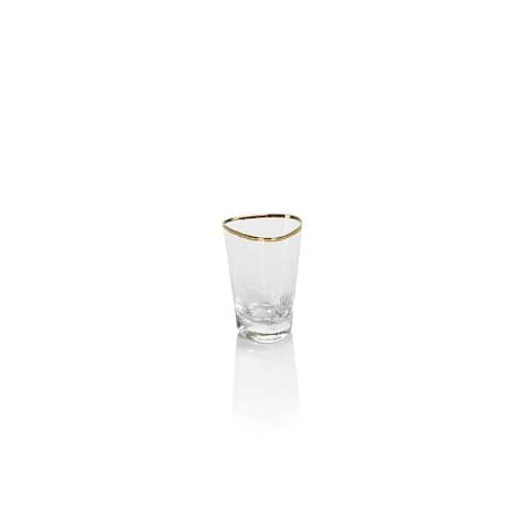 Kampari Triangular Shot Glasses with Gold Rim, Set of 6