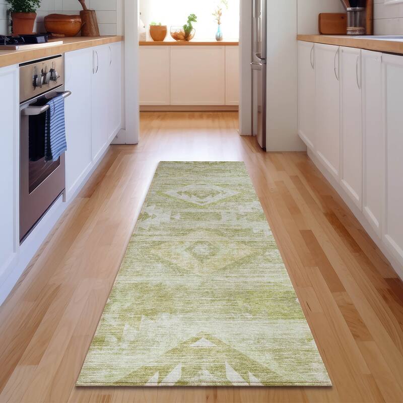 Premium Washable Super Soft Tribal Boho Mayfield Rug - Sage - 2' 3" x 7' 6" - Runner