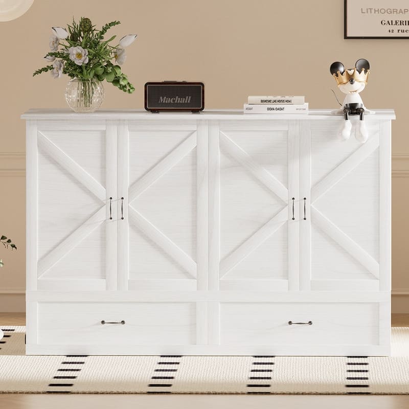 Mixoy Modern Queen Size Murphy Bed Chest with USB ports & Storage Drawers, No Mattress