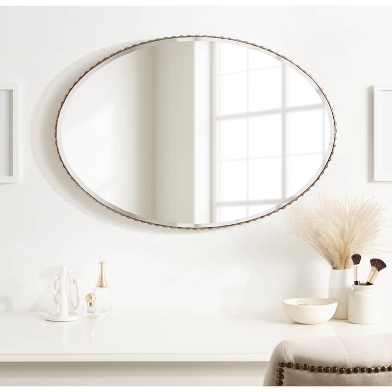 Kate and Laurel Elmora Fluted Oval Wall Mirror