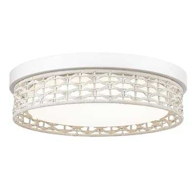 32W LED 15.7'' Rattan Flush Mount Ceiling Light 3000K/3500K/4000K/5100K/6500K