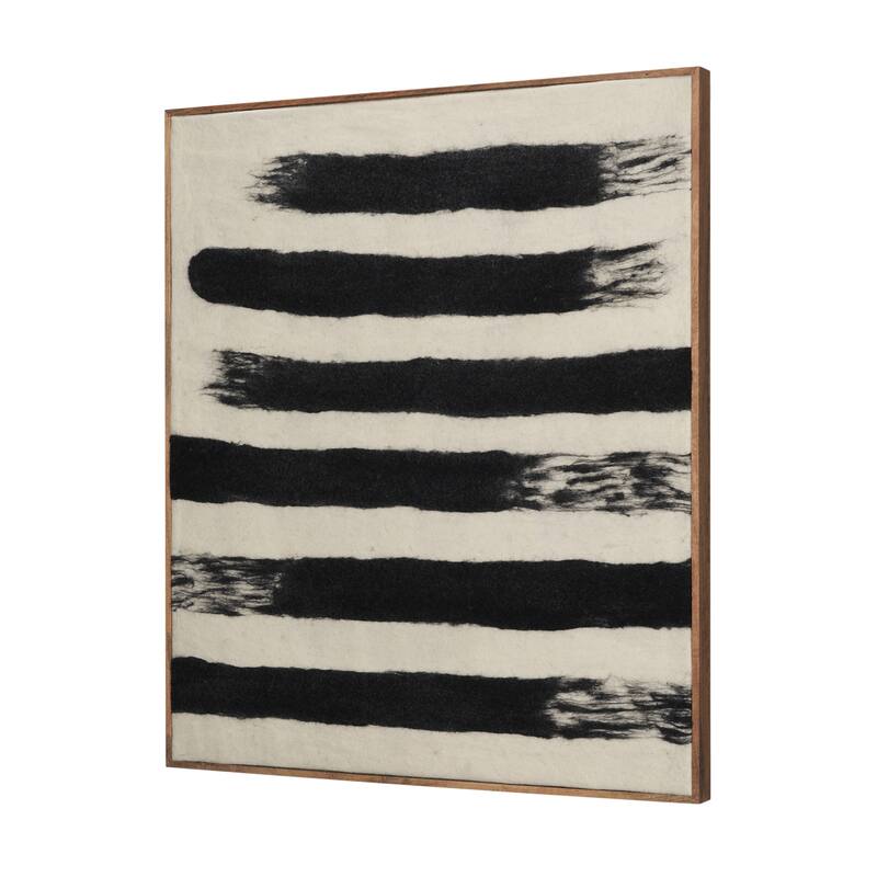 Rollins Large Cream w/ Black Stripes Wool Framed Art