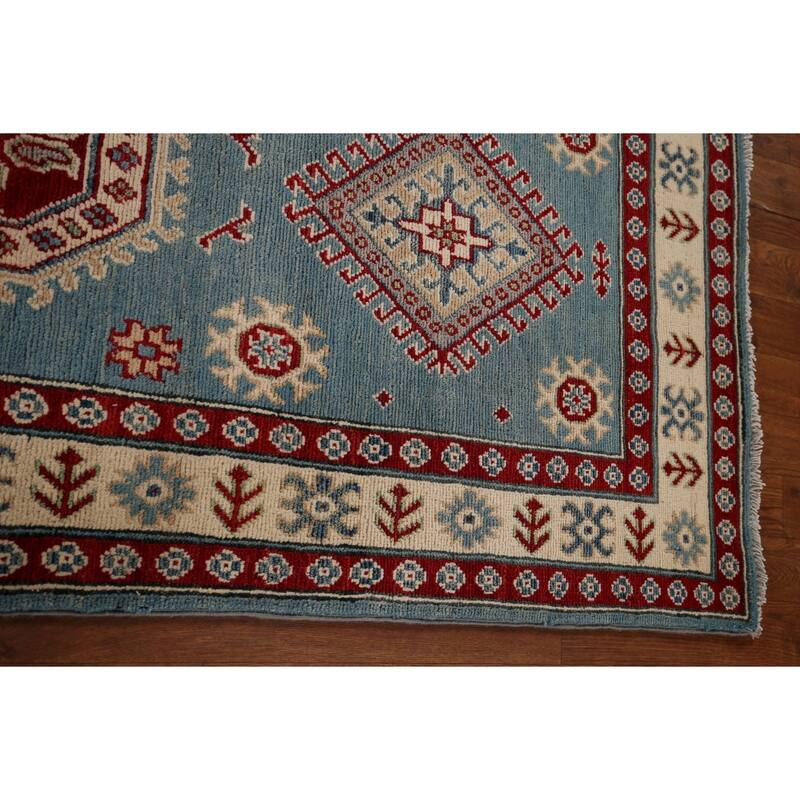 Light Blue Kazak Oriental Runner Rug Handmade Wool Carpet - 2'10" x 15'0"