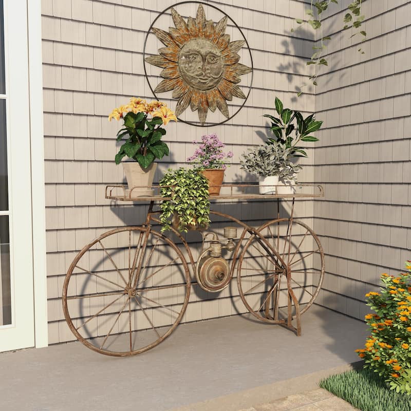 Bronze Metal Indoor Outdoor Weathered Vintage Bike Indoor Outdoor Plantstand