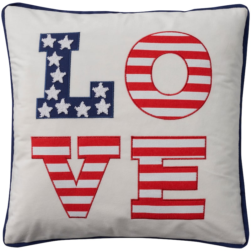 Mina Victory Holiday Pillows Quotes & Sayings Throw Pillow - White - 18" x 18"