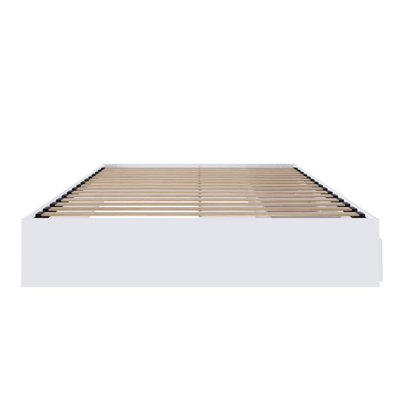 Nexera Bed Frame with 3-Drawer Storage, Reversible, White