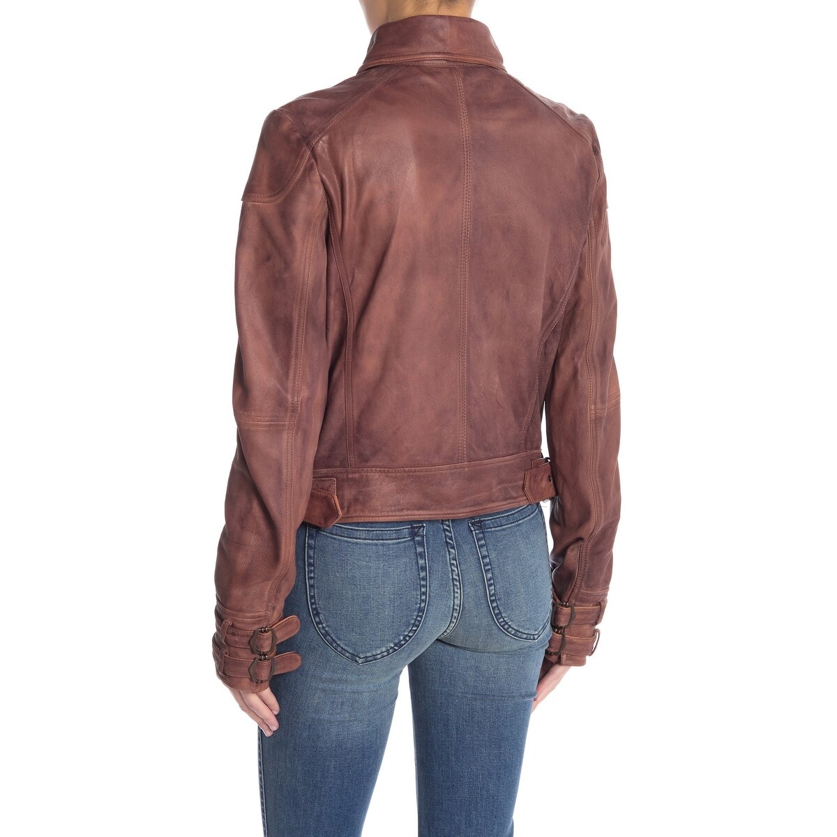 Shop Free People Brown Women S Size Xs Motorcycle Zip Leather Jacket On Sale Overstock 28823254