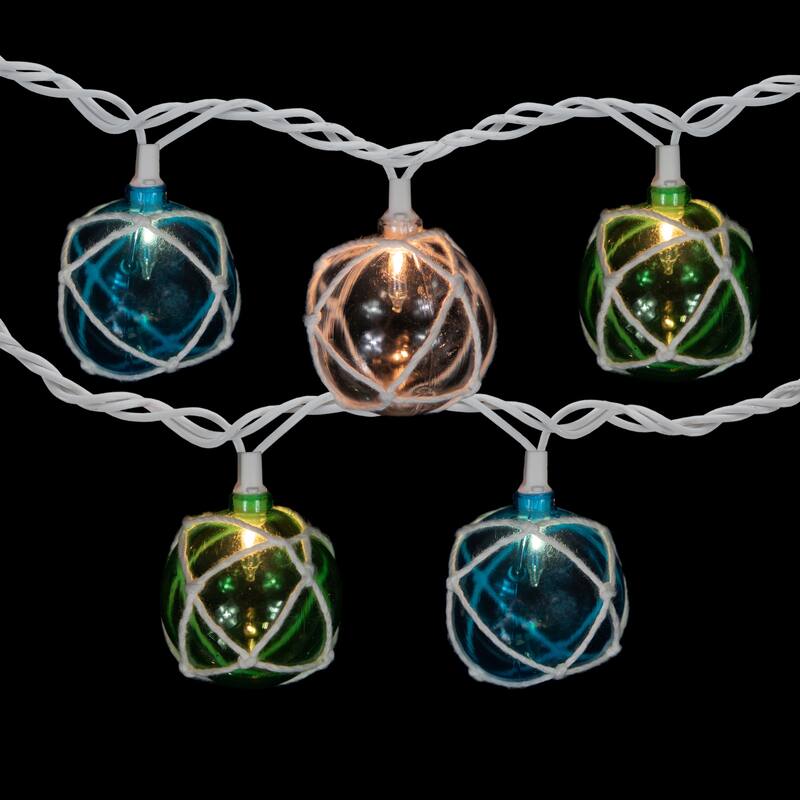 10-Count Multicolor Globe Christmas Light Set, 6ft White Wire