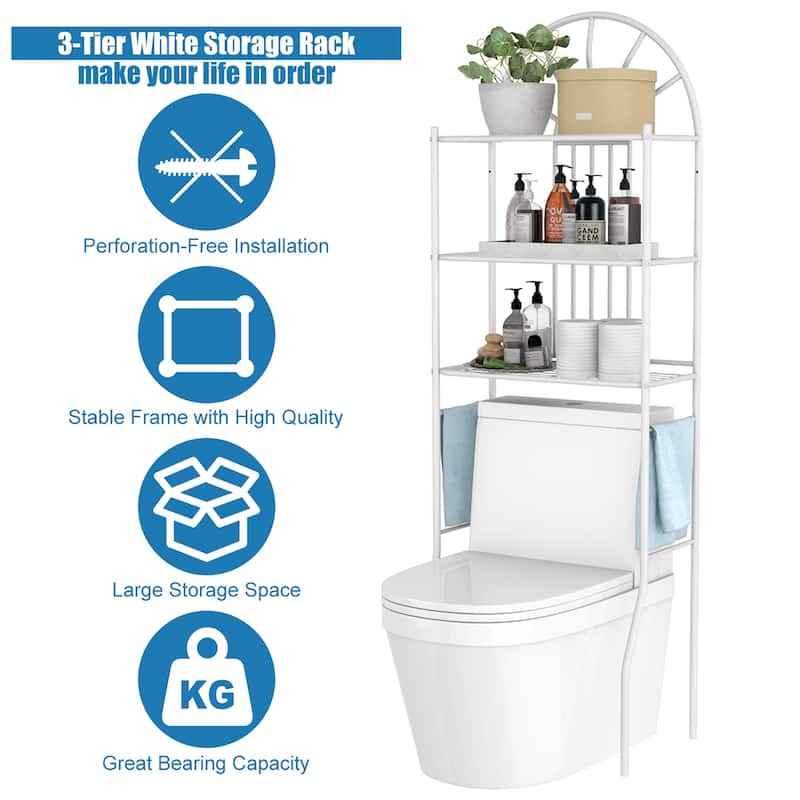3 Tier Over Toilet Storage Rack Bathroom Organizer with Metal Shelf