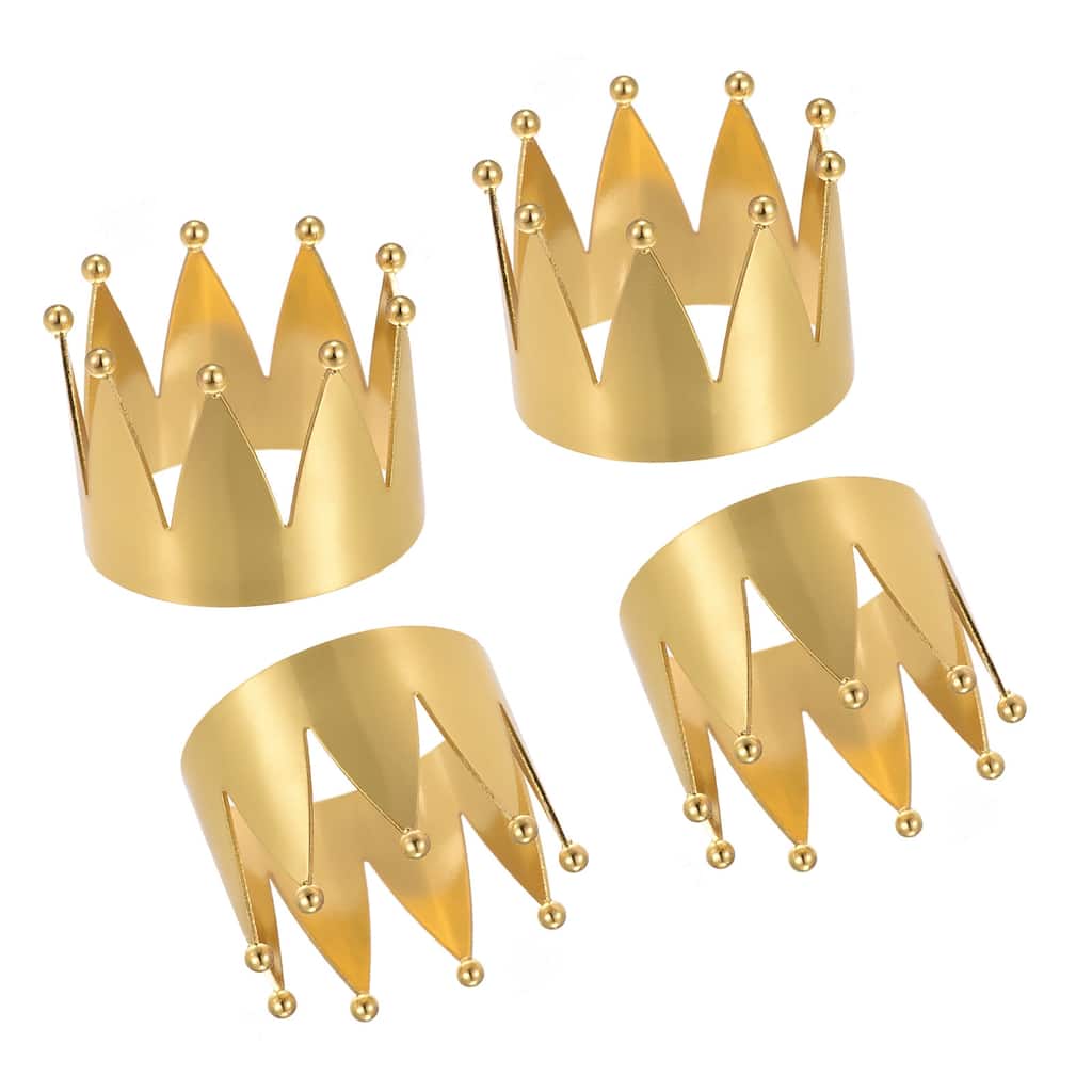 Napkin Rings, 4pcs 43mm ID Alloy Crown Shape Napkin Buckles, Gold Tone