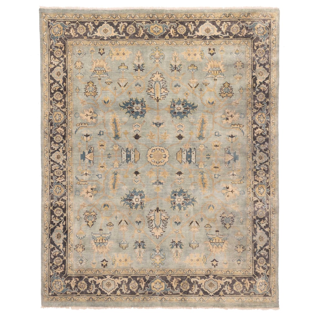 ECARPETGALLERY Hand-knotted Finest Agra Jaipur Teal Wool Rug - 7'9 x 9'7