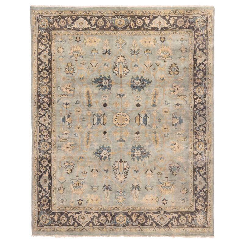 ECARPETGALLERY Hand-knotted Finest Agra Jaipur Teal Wool Rug - 7'9 x 9'7