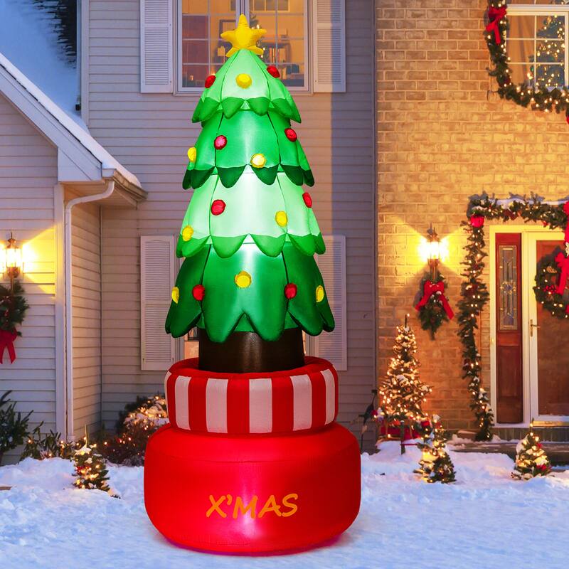 Gymax 8FT Tall Christmas Inflatables LED Lighted Xmas Inflatable - See Details - Multicolor
