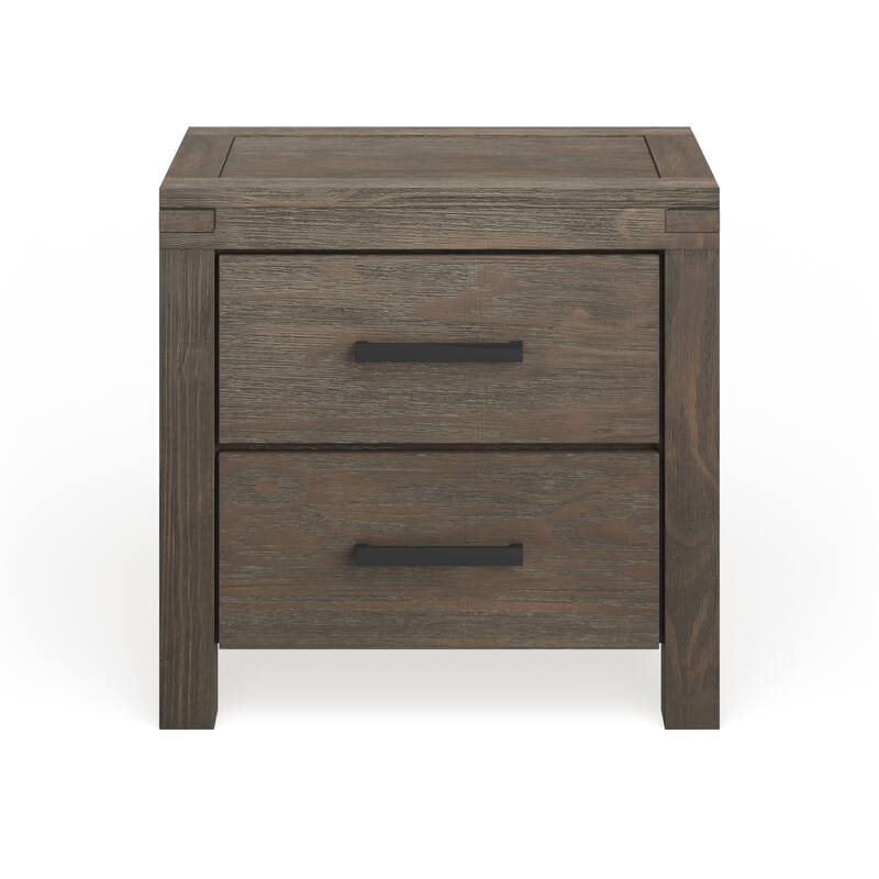 Barrison Rustic Dark Grey Wood 2-Drawer Nightstand by Furniture of America