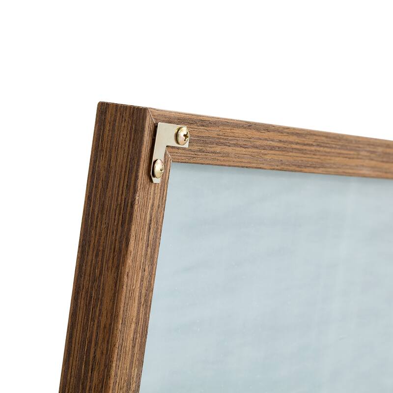 Roomfitters Full Body Mirror with Brown Solid Wood Frame, Floor Standing Decorative Mirror for Dressing Room