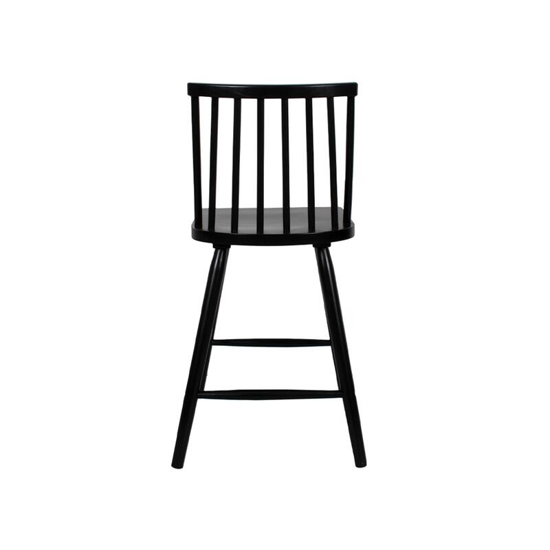 Anders Black Solid Rubberwood Spindle Counter Stool, Set of 2 by East at Main