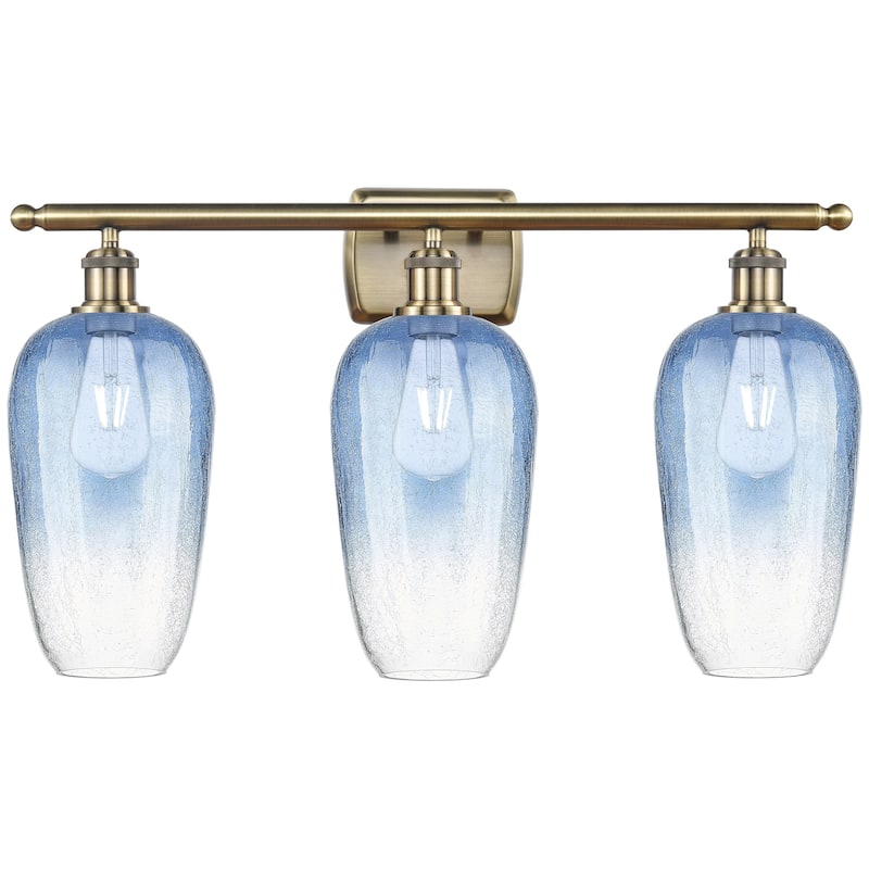 Innovations Lighting 516-3W-16-27 Brookhaven Flute Vanity Brookhaven - Antique Brass / Sapphire Blue