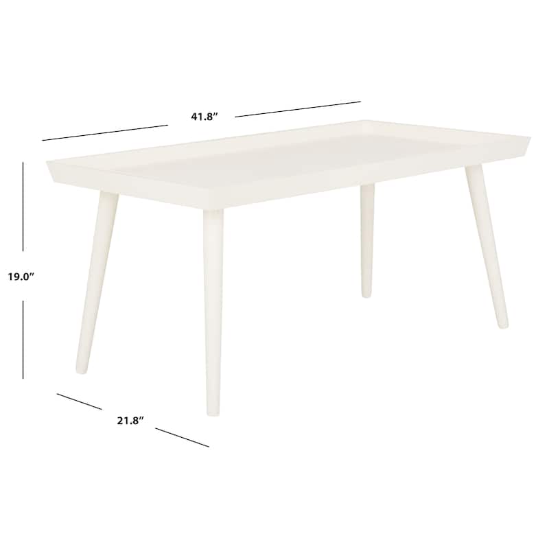 SAFAVIEH Parlee Antique White Coffee Table with Tray - 41.8" x 21.8" x 19" - 42"W x 22"D x 19"H